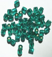 50 7mm Ornelia Cut Emerald Silverlined Beads